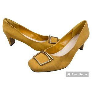 Carvela Kurt Geiger Heels Women Yellow Suede Shoes Pumps Euro Mod Chic Quiet Lux